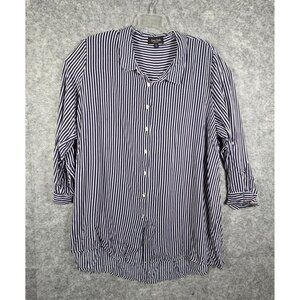 Arna York Women's Long Sleeve Button Down Shirt Striped Size 22/24